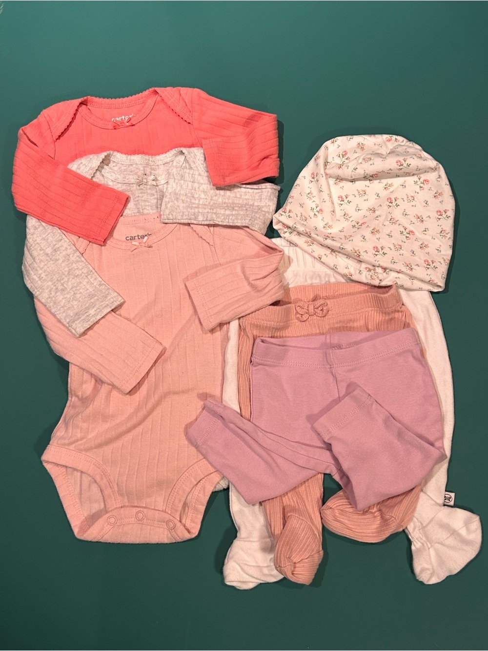 Carter's Pink Ribbed Baby One-Piece & Leggings Set